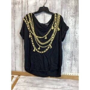 Acubi mermaidcore fairycore SOHO Women Black Graphic Blouse XL